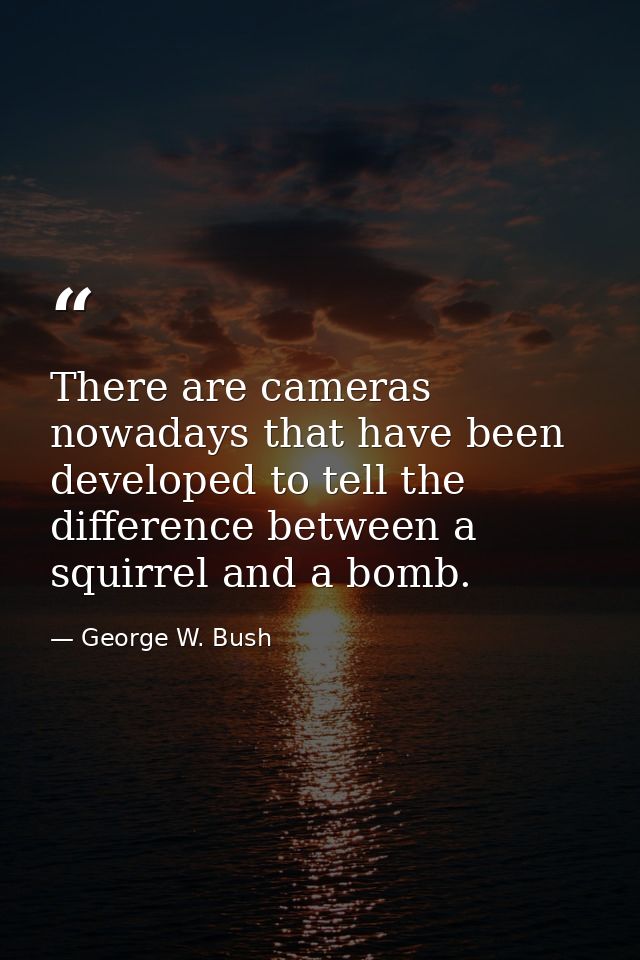 There are cameras nowadays that have been developed to tell the difference between a squirrel and a bomb. — George W. Bush