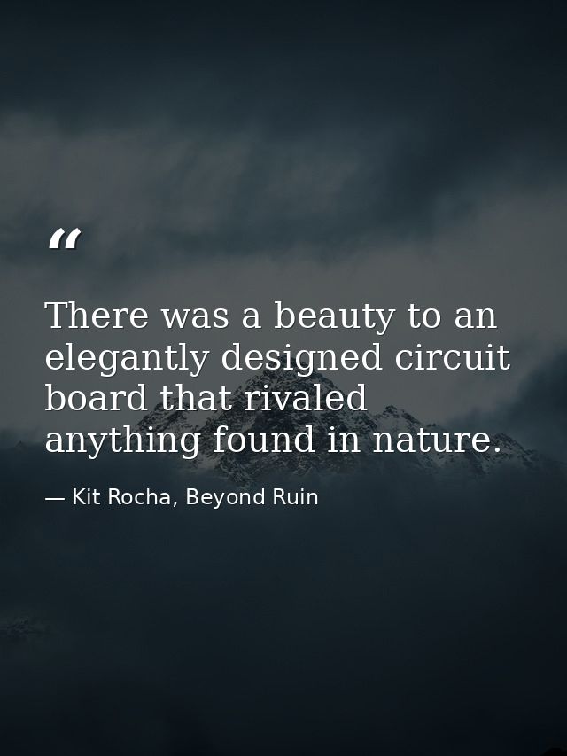 There was a beauty to an elegantly designed circuit board that rivaled anything found in nature. — Kit Rocha, Beyond Ruin