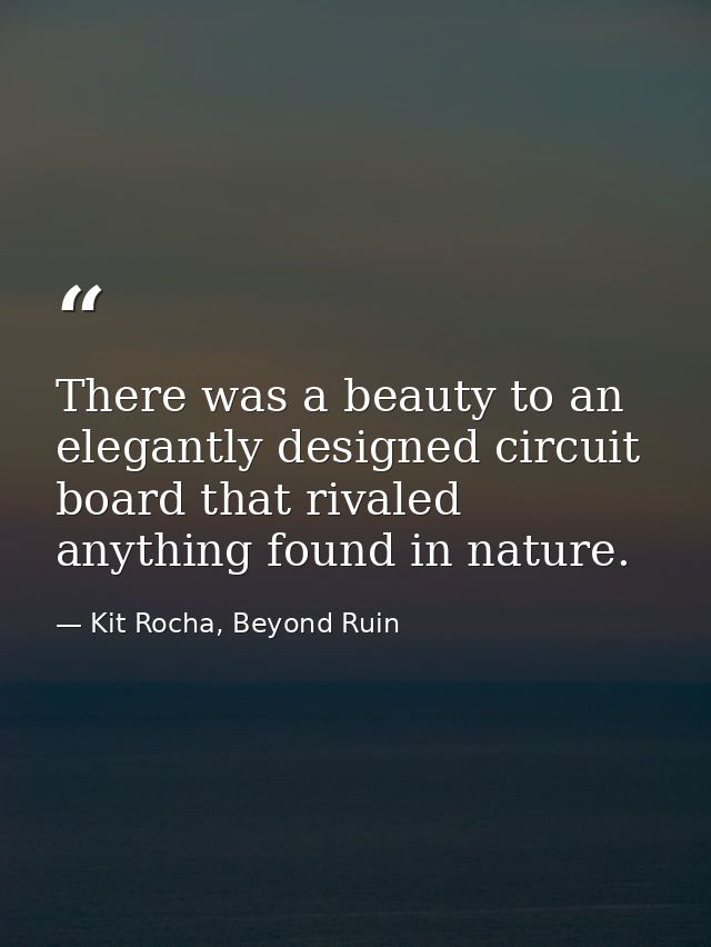 There was a beauty to an elegantly designed circuit board that rivaled anything found in nature. — Kit Rocha, Beyond Ruin