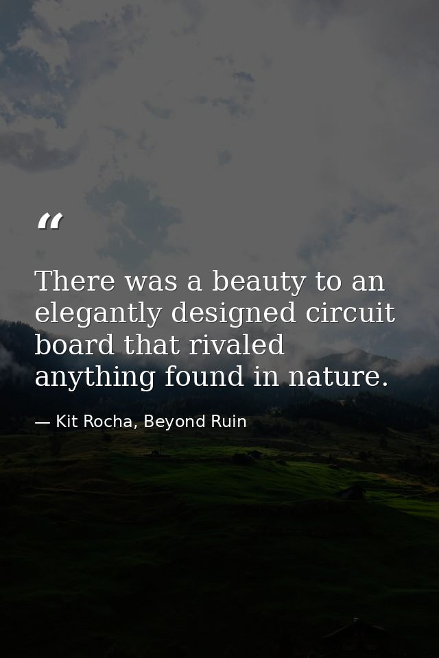 There was a beauty to an elegantly designed circuit board that rivaled anything found in nature. — Kit Rocha, Beyond Ruin