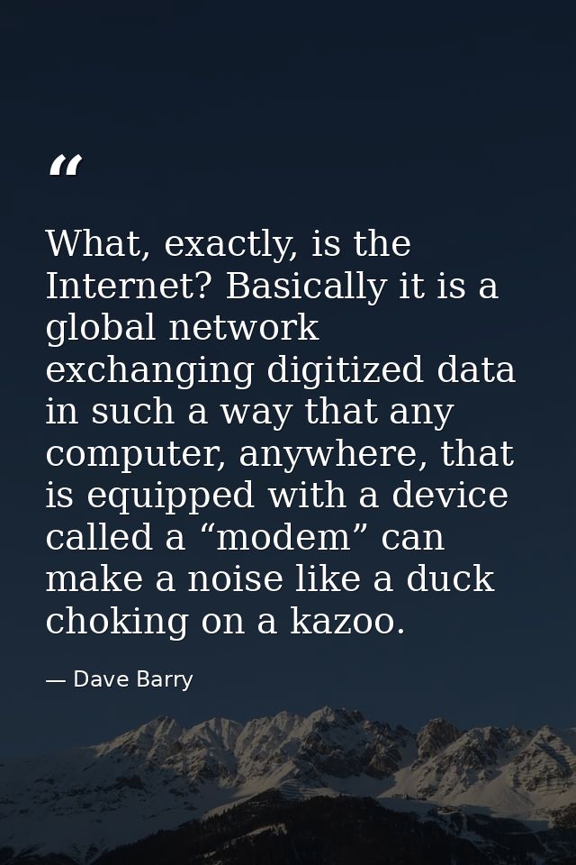 What, exactly, is the Internet? Basically it is a global network exchanging digitized data in such a way that any comput — Dave Barry