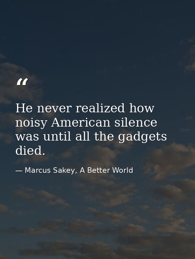 He never realized how noisy American silence was until all the gadgets died. — Marcus Sakey, A Better World