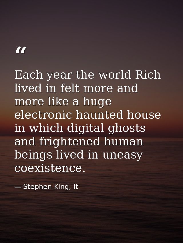 Each year the world Rich lived in felt more and more like a huge electronic haunted house in which digital ghosts and fr — Stephen King, It