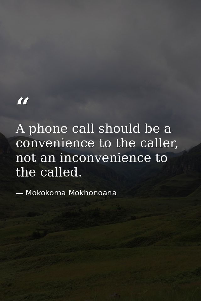 A phone call should be a convenience to the caller, not an inconvenience to the called. — Mokokoma Mokhonoana