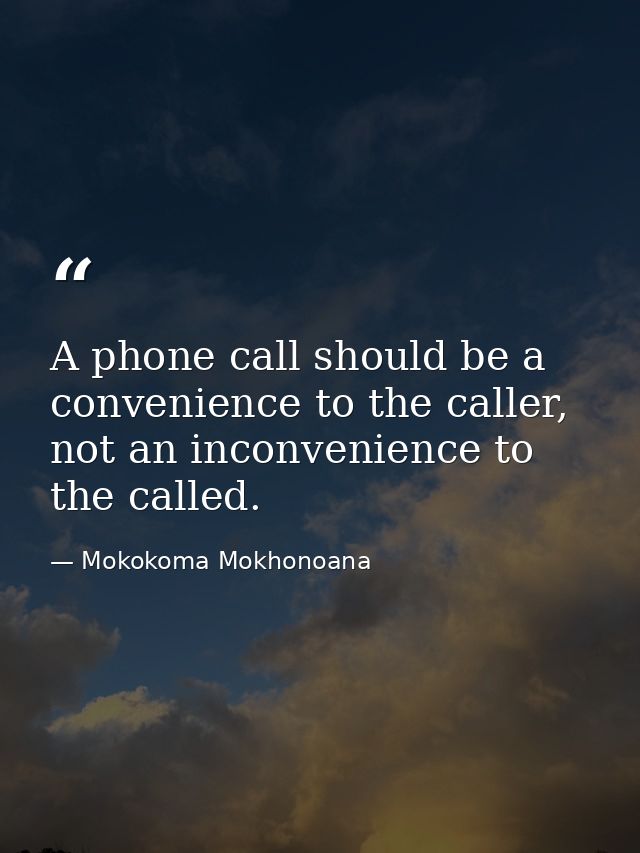 A phone call should be a convenience to the caller, not an inconvenience to the called. — Mokokoma Mokhonoana