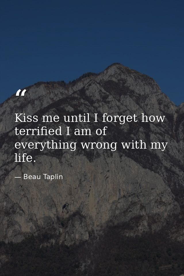 Kiss me until I forget how terrified I am of everything wrong with my life. — Beau Taplin