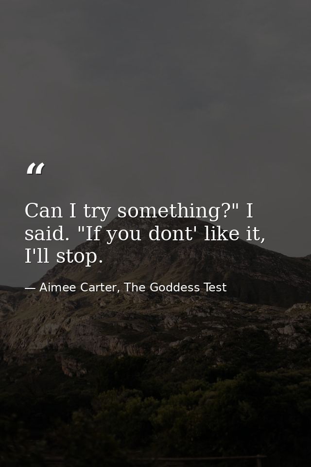 Can I try something?" I said. "If you dont' like it, I'll stop. — Aimee Carter, The Goddess Test