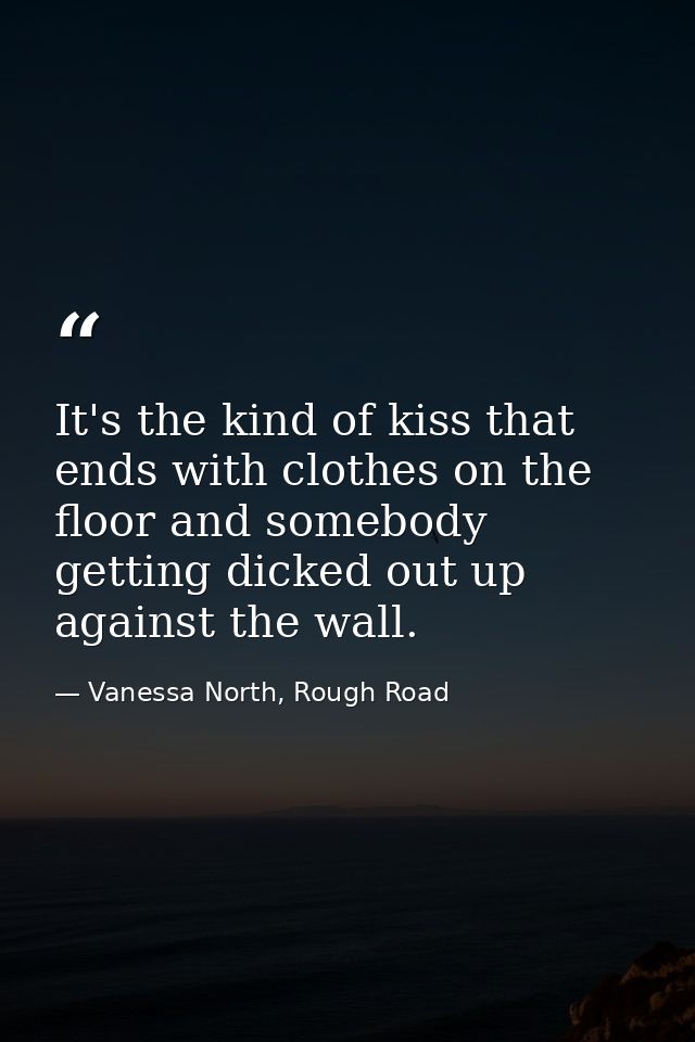 It's the kind of kiss that ends with clothes on the floor and somebody getting dicked out up against the wall. — Vanessa North, Rough Road