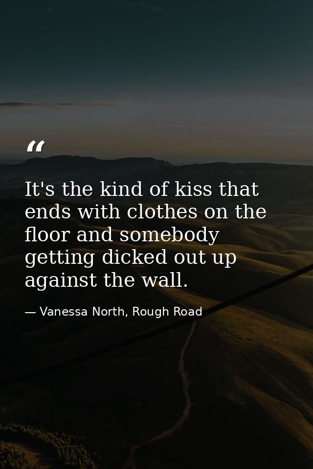 It's the kind of kiss that ends with clothes on the floor and somebody getting dicked out up against the wall. — Vanessa North, Rough Road