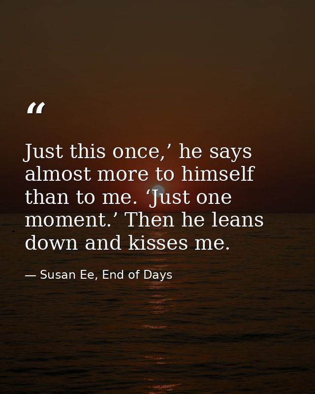 Just this once,’ he says almost more to himself than to me. ‘Just one moment.’ Then he leans down and kisses me. — Susan Ee, End of Days