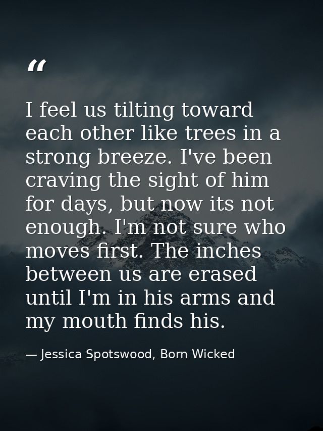 I feel us tilting toward each other like trees in a strong breeze. I've been craving the sight of him for days, but now  — Jessica Spotswood, Born Wicked