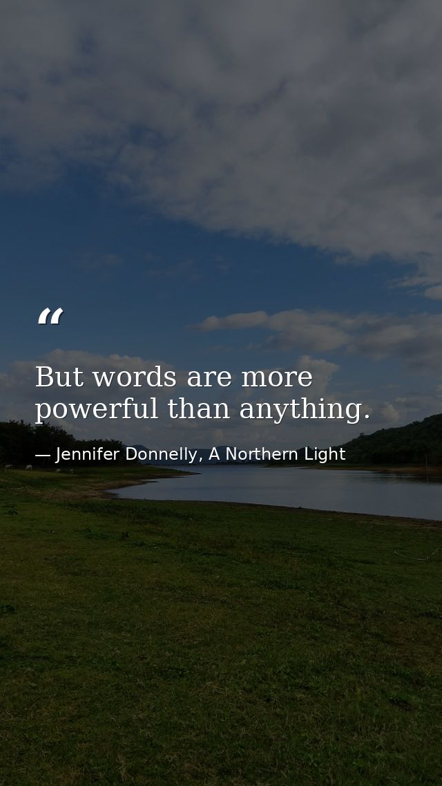 But words are more powerful than anything. — Jennifer Donnelly, A Northern Light