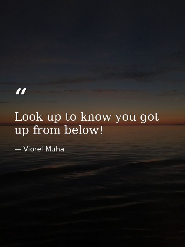 Look up to know you got up from below! — Viorel Muha
