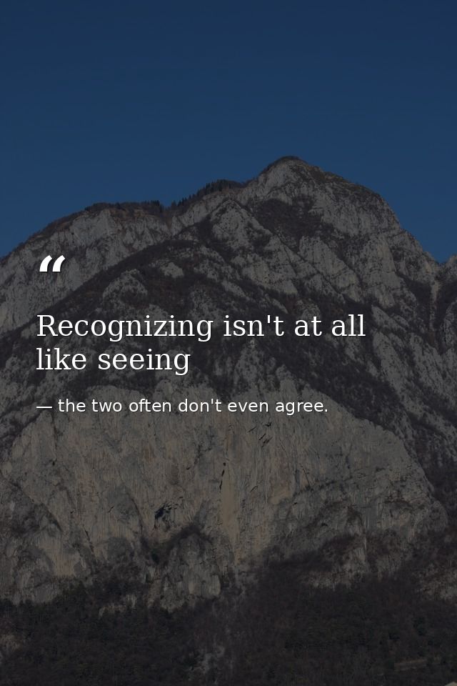 Recognizing isn't at all like seeing — the two often don't even agree.
