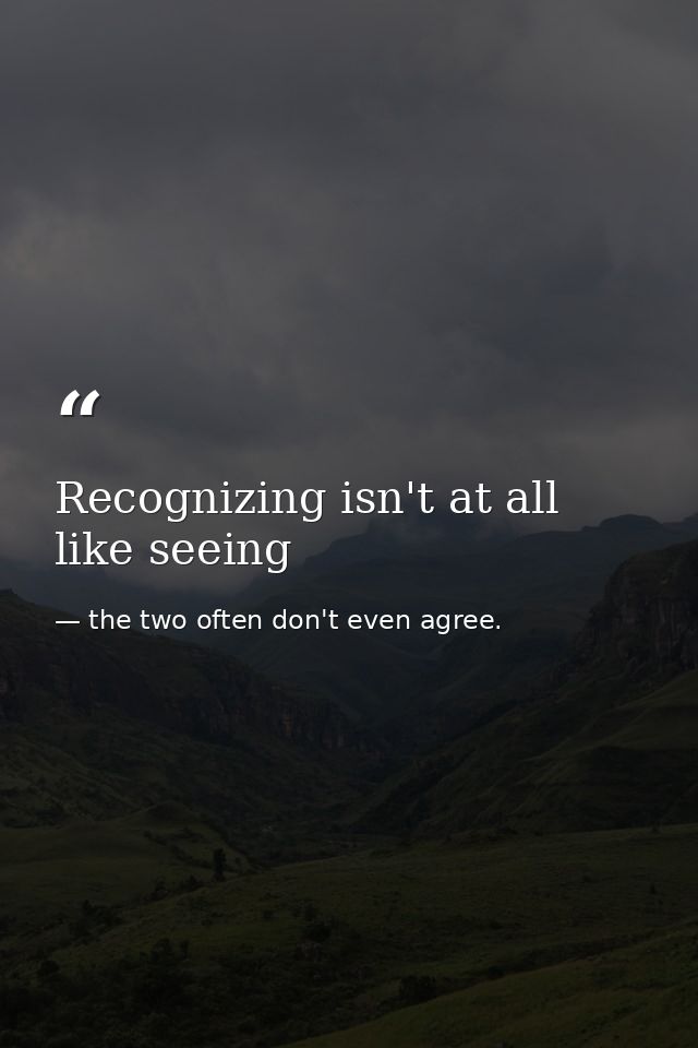 Recognizing isn't at all like seeing — the two often don't even agree.