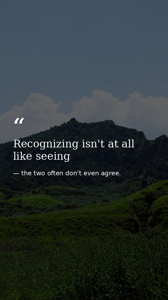 Recognizing isn't at all like seeing — the two often don't even agree.