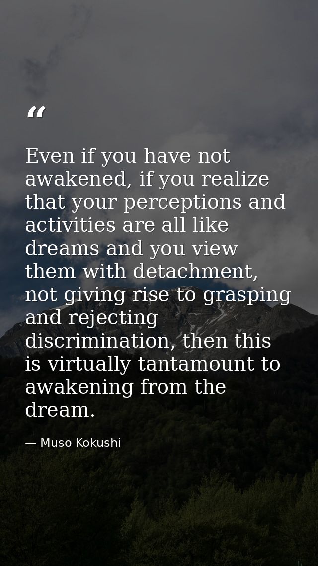 Even if you have not awakened, if you realize that your perceptions and activities are all like dreams and you view them — Muso Kokushi