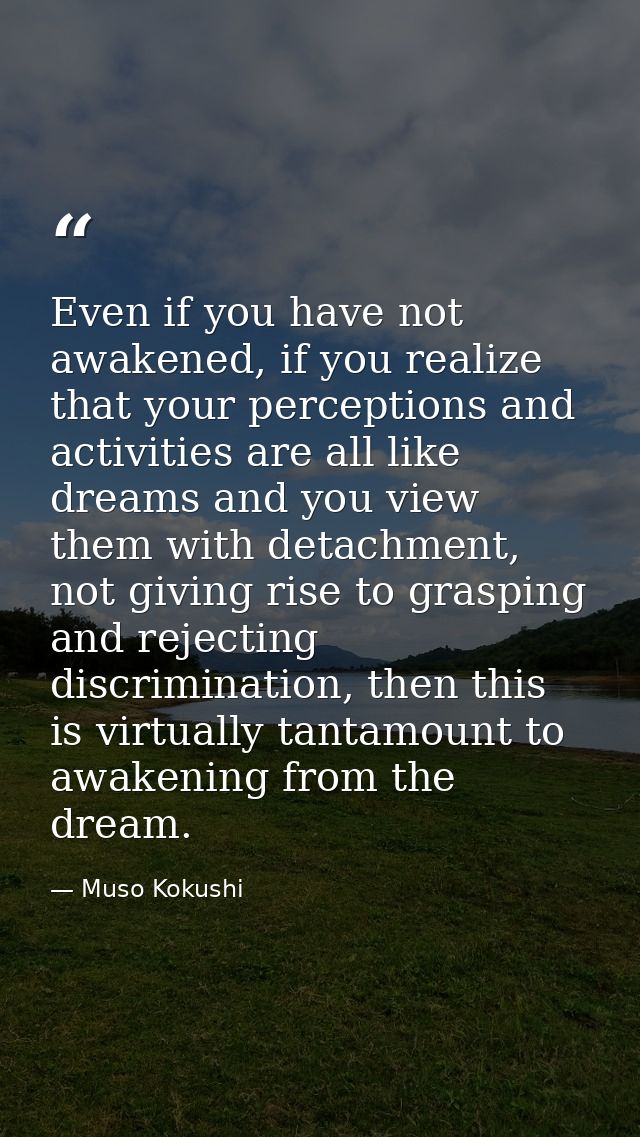 Even if you have not awakened, if you realize that your perceptions and activities are all like dreams and you view them — Muso Kokushi