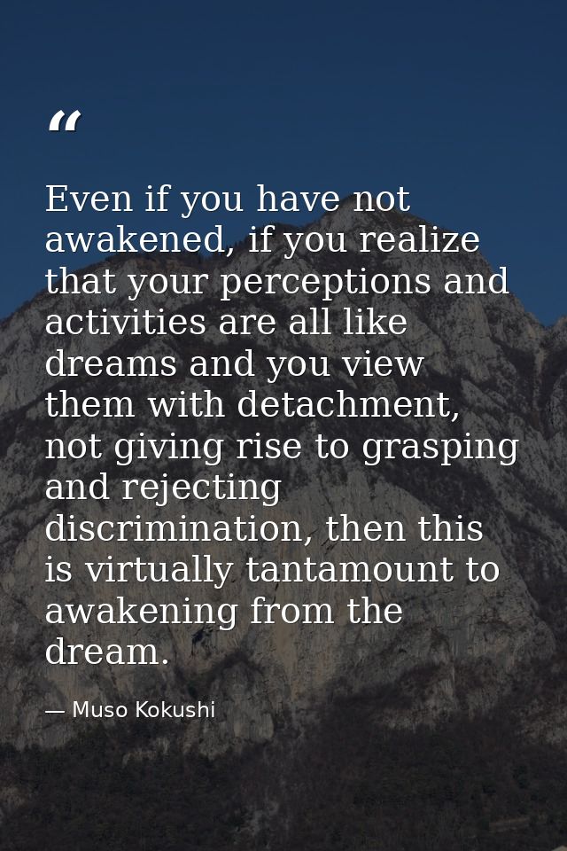 Even if you have not awakened, if you realize that your perceptions and activities are all like dreams and you view them — Muso Kokushi