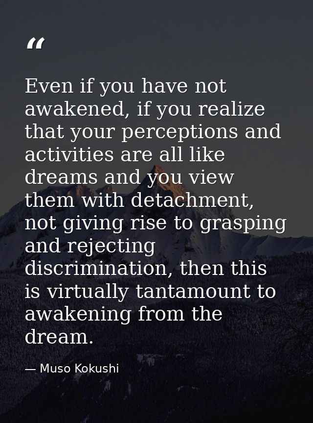 Even if you have not awakened, if you realize that your perceptions and activities are all like dreams and you view them — Muso Kokushi