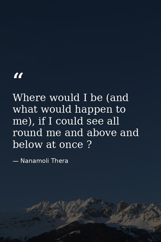 Where would I be (and what would happen to me), if I could see all round me and above and below at once ? — Nanamoli Thera