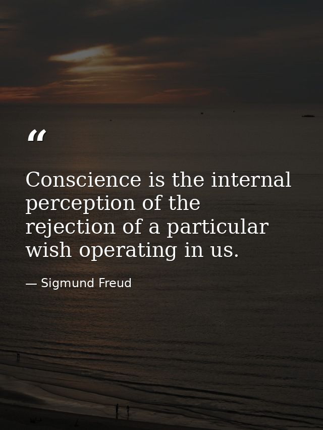 Conscience is the internal perception of the rejection of a particular wish operating in us. — Sigmund Freud