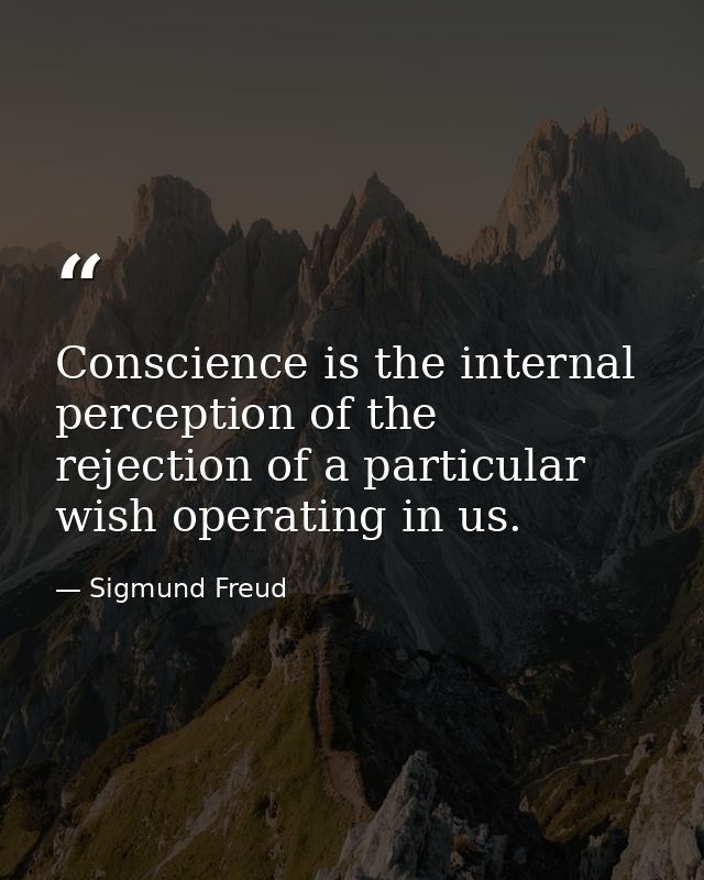 Conscience is the internal perception of the rejection of a particular wish operating in us. — Sigmund Freud