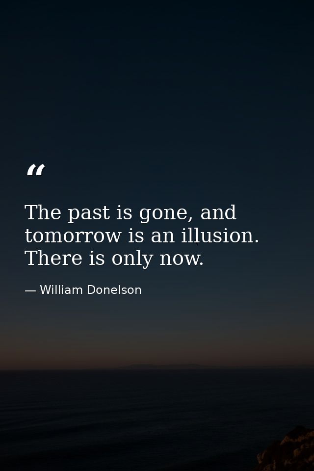 The past is gone, and tomorrow is an illusion. There is only now. — William Donelson