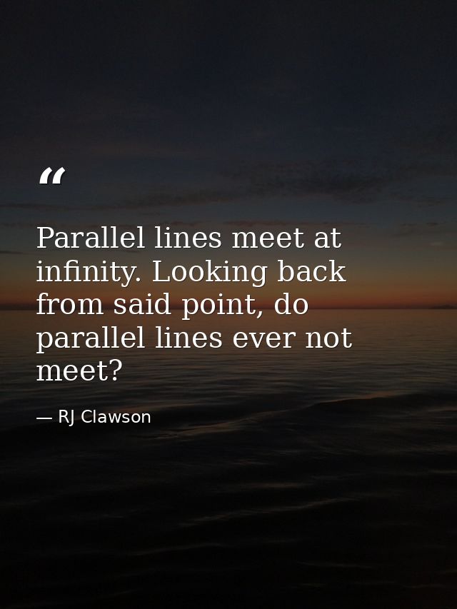 Parallel lines meet at infinity. Looking back from said point, do parallel lines ever not meet? — RJ Clawson