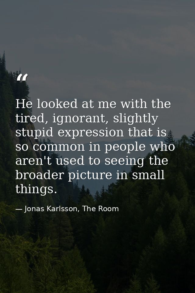 He looked at me with the tired, ignorant, slightly stupid expression that is so common in people who aren't used to seei — Jonas Karlsson, The Room