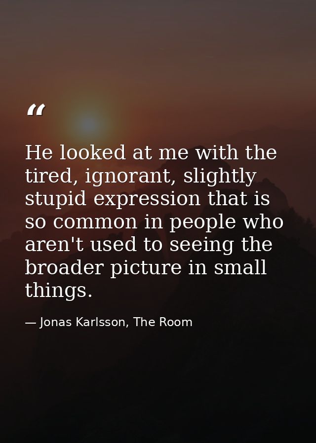 He looked at me with the tired, ignorant, slightly stupid expression that is so common in people who aren't used to seei — Jonas Karlsson, The Room