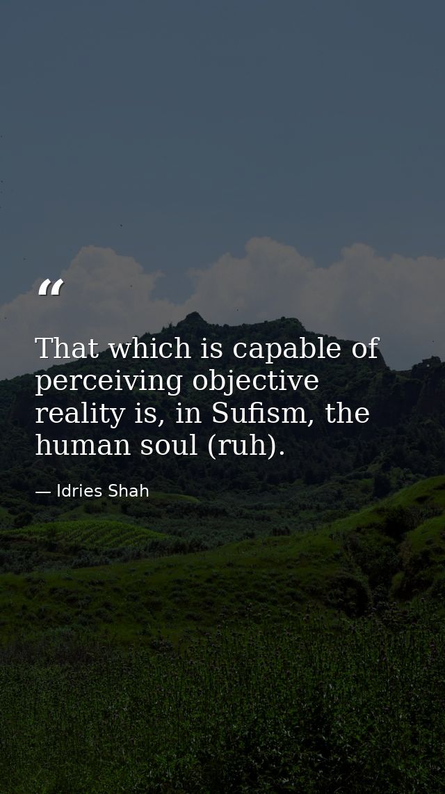 That which is capable of perceiving objective reality is, in Sufism, the human soul (ruh). — Idries Shah