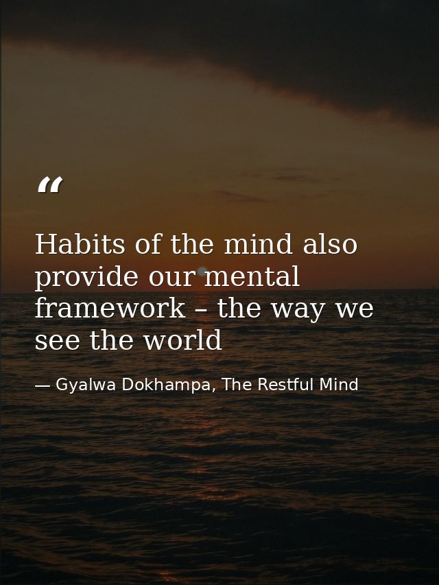 Habits of the mind also provide our mental framework – the way we see the world — Gyalwa Dokhampa, The Restful Mind