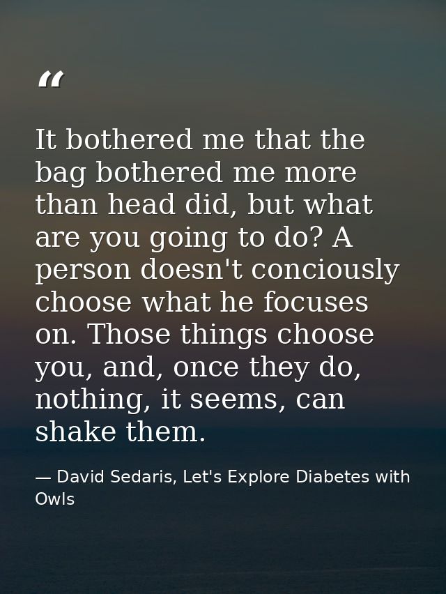 It bothered me that the bag bothered me more than head did, but what are you going to do? A person doesn't conciously ch — David Sedaris, Let's Explore Diabetes with Owls