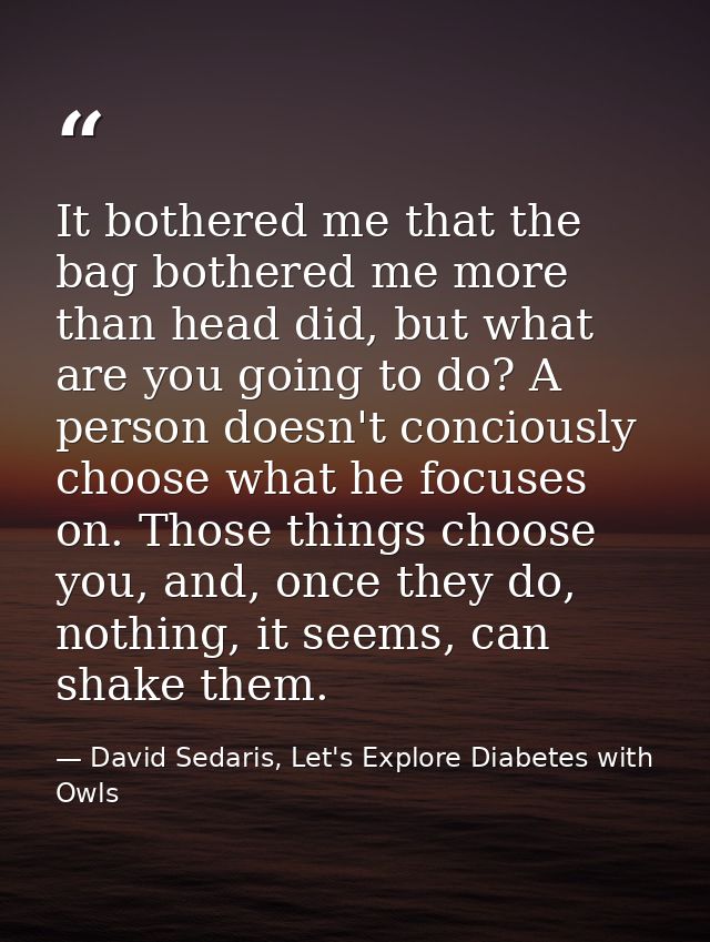 It bothered me that the bag bothered me more than head did, but what are you going to do? A person doesn't conciously ch — David Sedaris, Let's Explore Diabetes with Owls