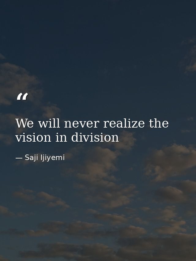 We will never realize the vision in division — Saji Ijiyemi