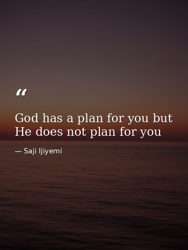 God has a plan for you but He does not plan for you — Saji Ijiyemi