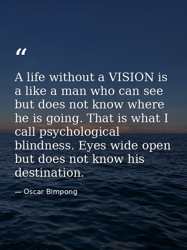 A life without a VISION is a like a man who can see but does not know where he is going. That is what I call psychologic — Oscar Bimpong