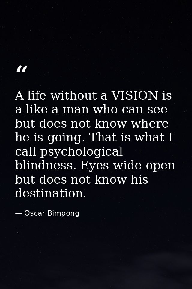 A life without a VISION is a like a man who can see but does not know where he is going. That is what I call psychologic — Oscar Bimpong