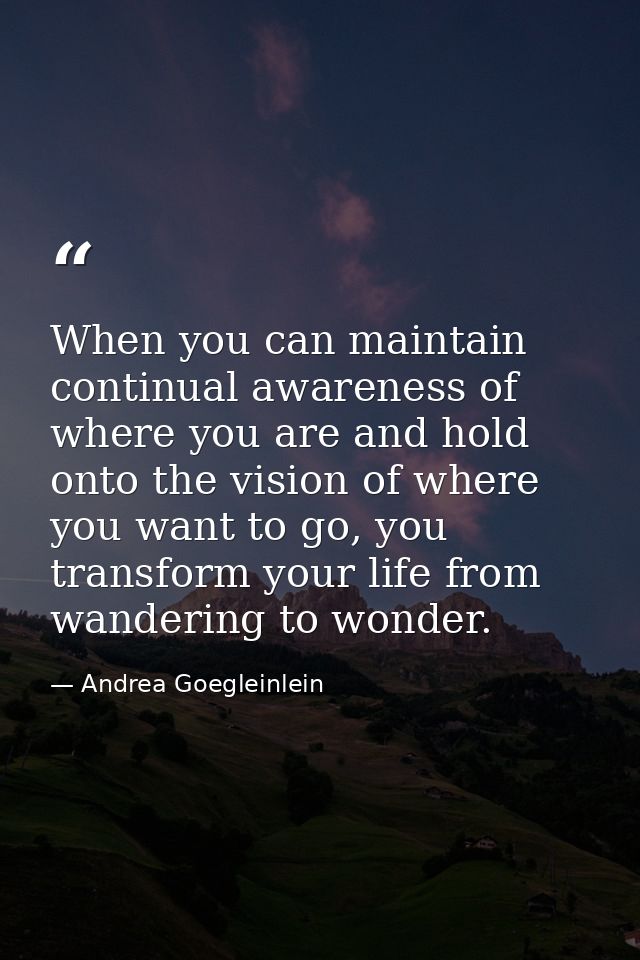 When you can maintain continual awareness of where you are and hold onto the vision of where you want to go, you transfo — Andrea Goegleinlein