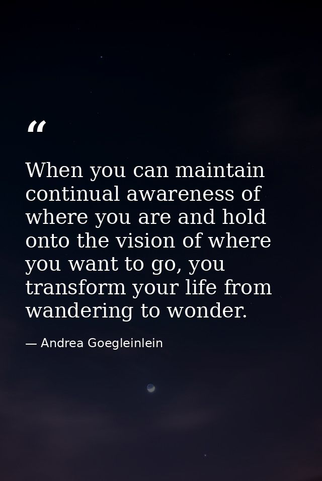 When you can maintain continual awareness of where you are and hold onto the vision of where you want to go, you transfo — Andrea Goegleinlein