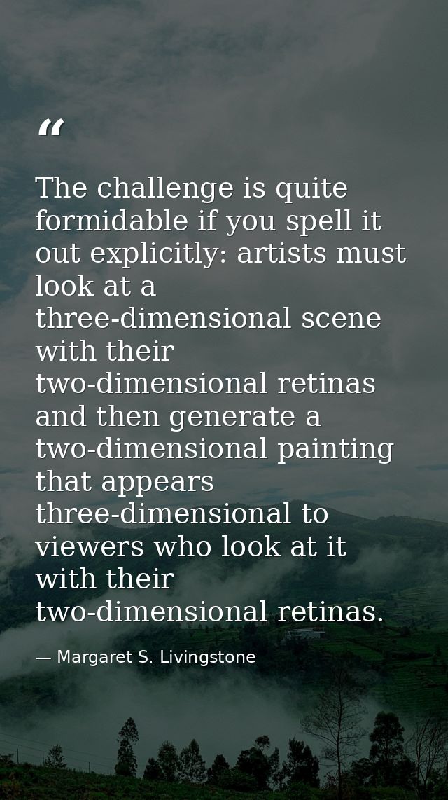 The challenge is quite formidable if you spell it out explicitly: artists must look at a three-dimensional scene with th — Margaret S. Livingstone