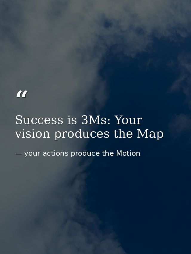 Success is 3Ms: Your vision produces the Map — your actions produce the Motion