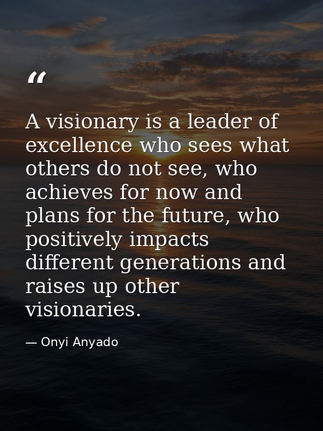 A visionary is a leader of excellence who sees what others do not see, who achieves for now and plans for the future, wh — Onyi Anyado