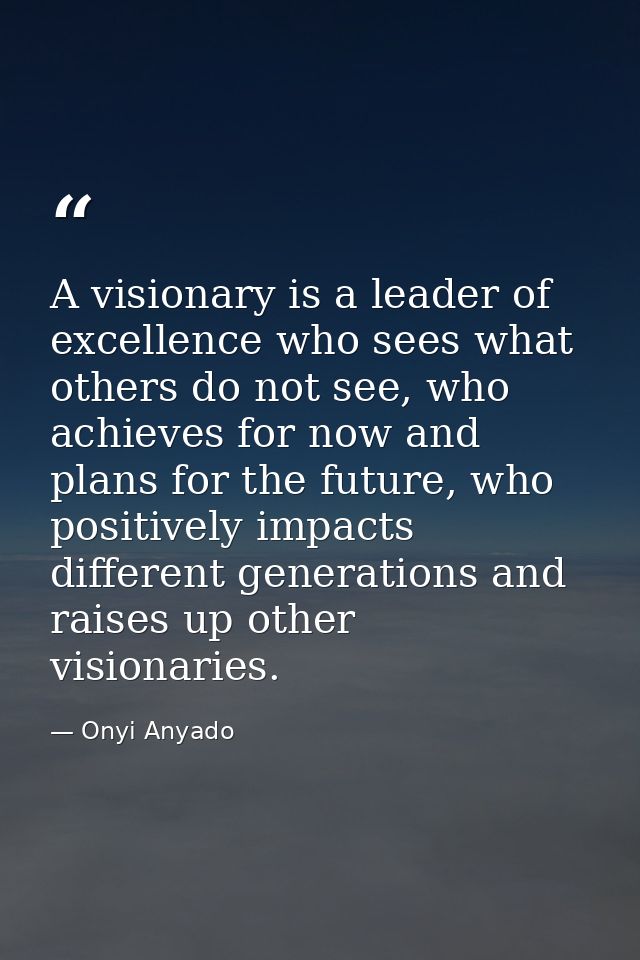 A visionary is a leader of excellence who sees what others do not see, who achieves for now and plans for the future, wh — Onyi Anyado