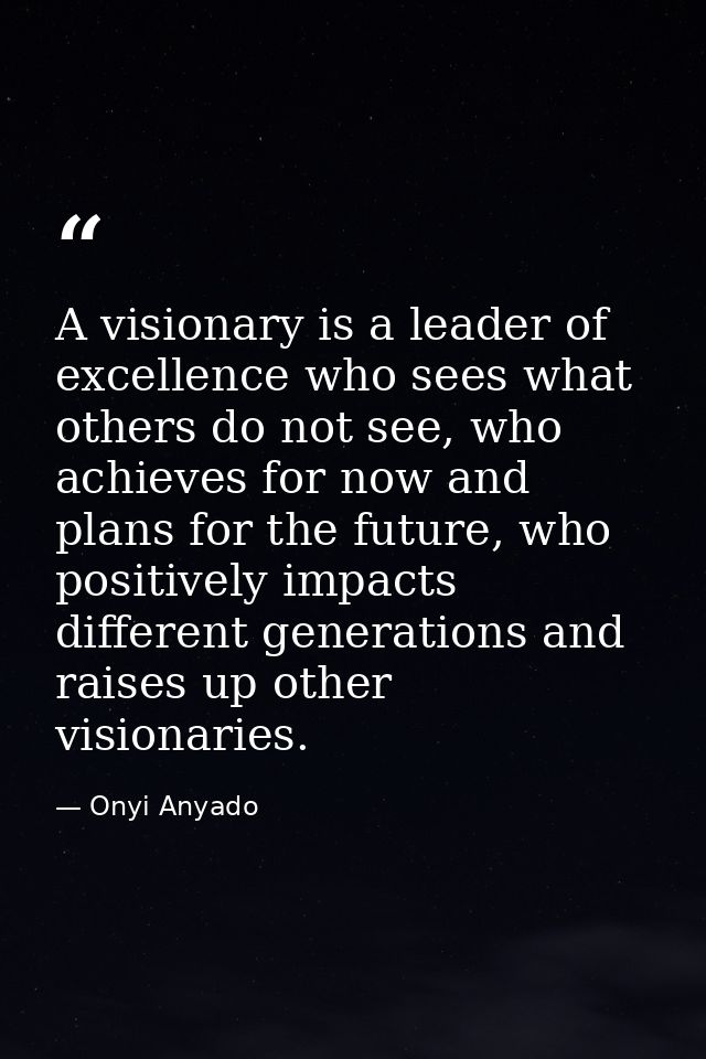 A visionary is a leader of excellence who sees what others do not see, who achieves for now and plans for the future, wh — Onyi Anyado
