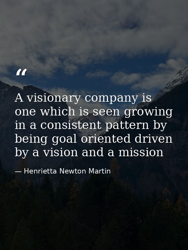 A visionary company is one which is seen growing in a consistent pattern by being goal oriented driven by a vision and a — Henrietta Newton Martin