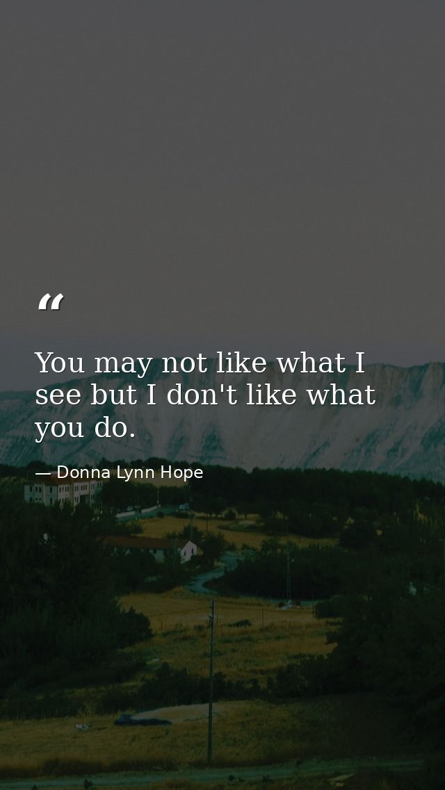 You may not like what I see but I don't like what you do. — Donna Lynn Hope