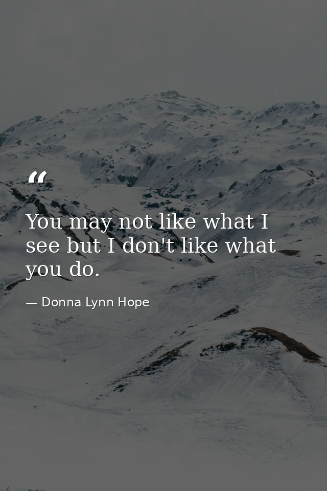 You may not like what I see but I don't like what you do. — Donna Lynn Hope
