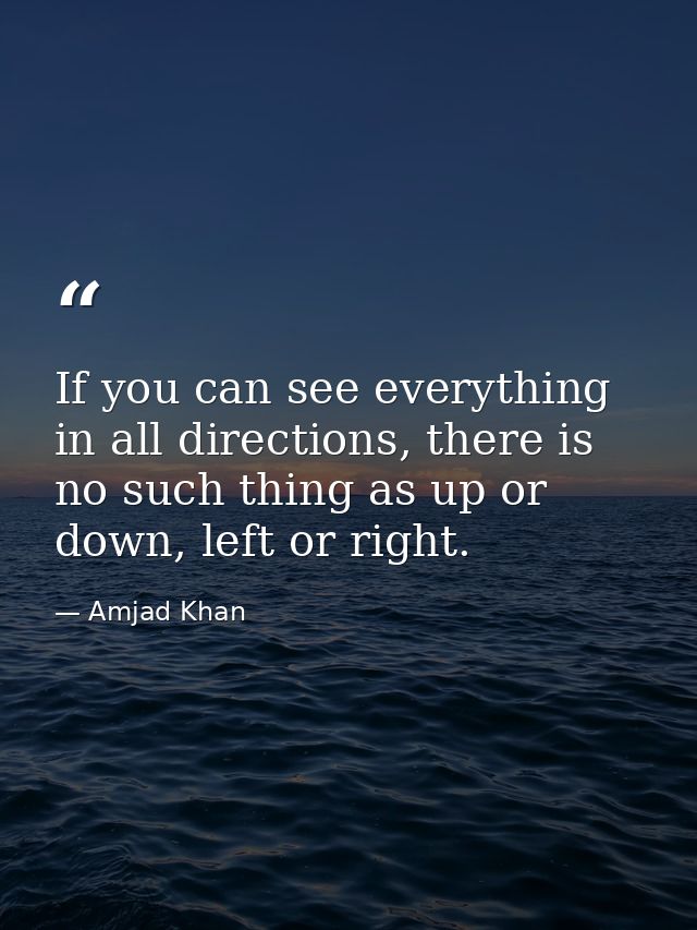 If you can see everything in all directions, there is no such thing as up or down, left or right. — Amjad Khan